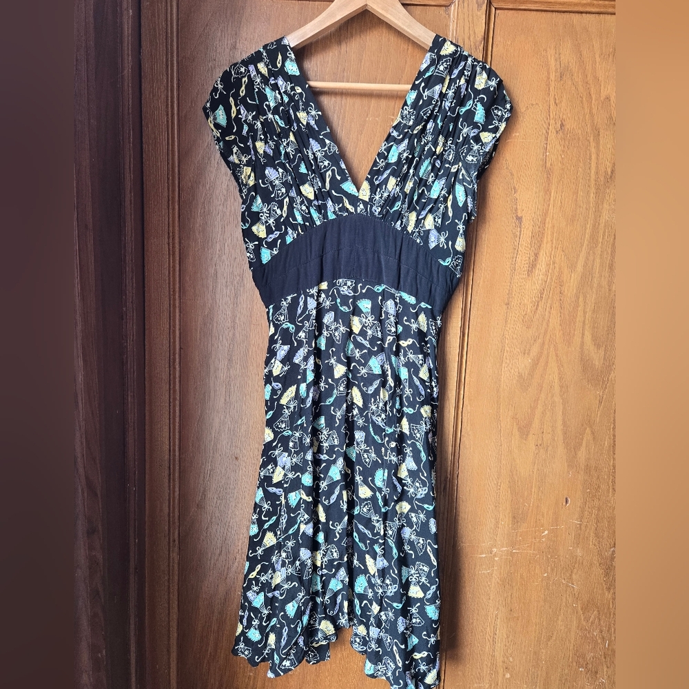 Floral Print Dress with Cap Sleeves